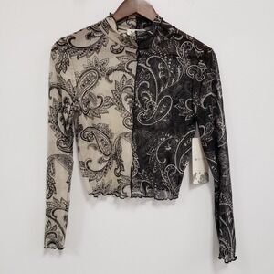 Love Wins Womens‎ Mesh Fairy Grunge Paisley Print Top Size M Whimsigoth Gothic